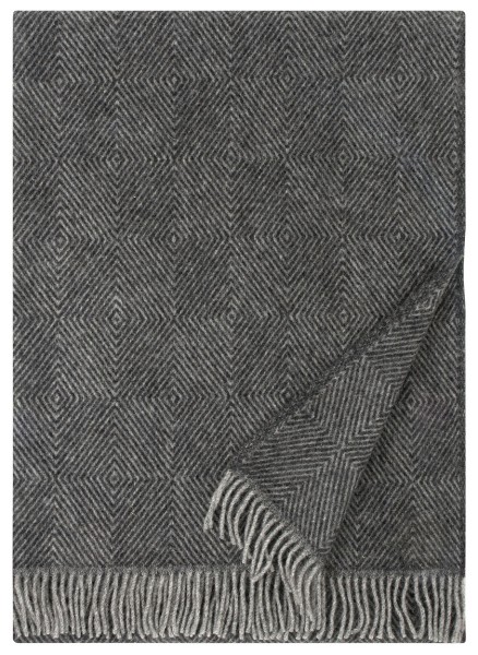 Wolldecke Wollplaid MARIA schwarz-grau